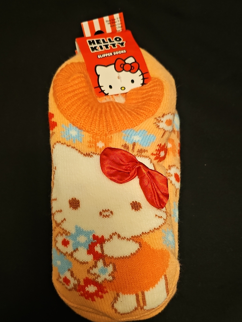 Hello Kitty Orange, Cream & Light Blue Slipper Socks